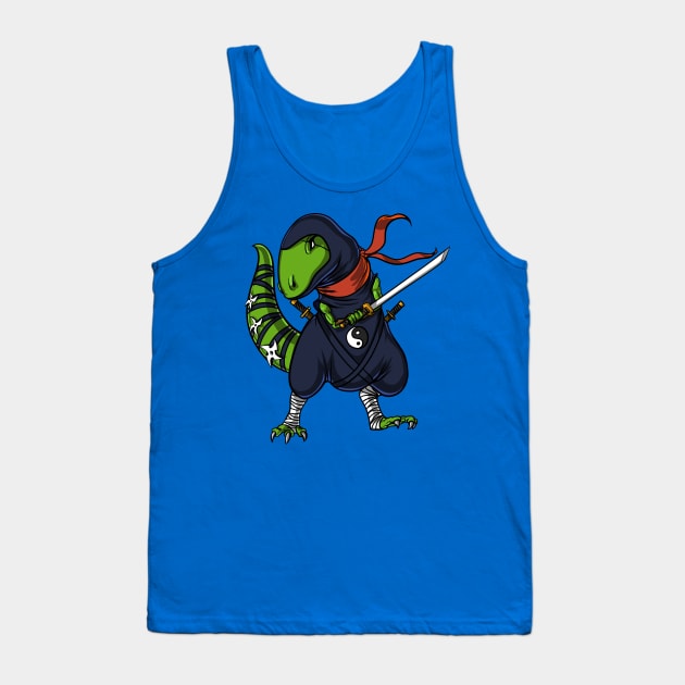 T-Rex Dinosaur Ninja Samurai Tank Top by underheaven